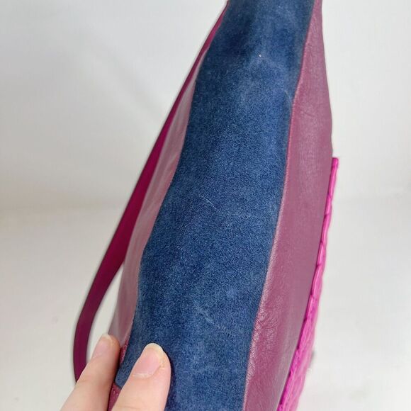 Coach Park Quilted Color Block Hobo Bag Maroon Pink Navy Blue Leather Bag - Picture 9 of 11